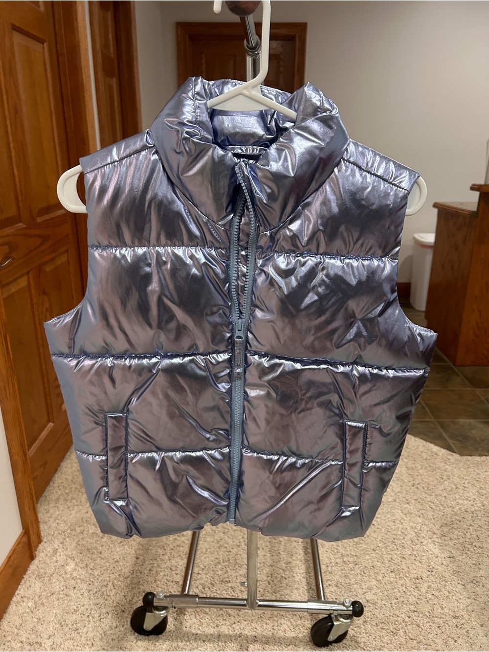 Old Navy Kids Metallic Light Blue Puffer Vest